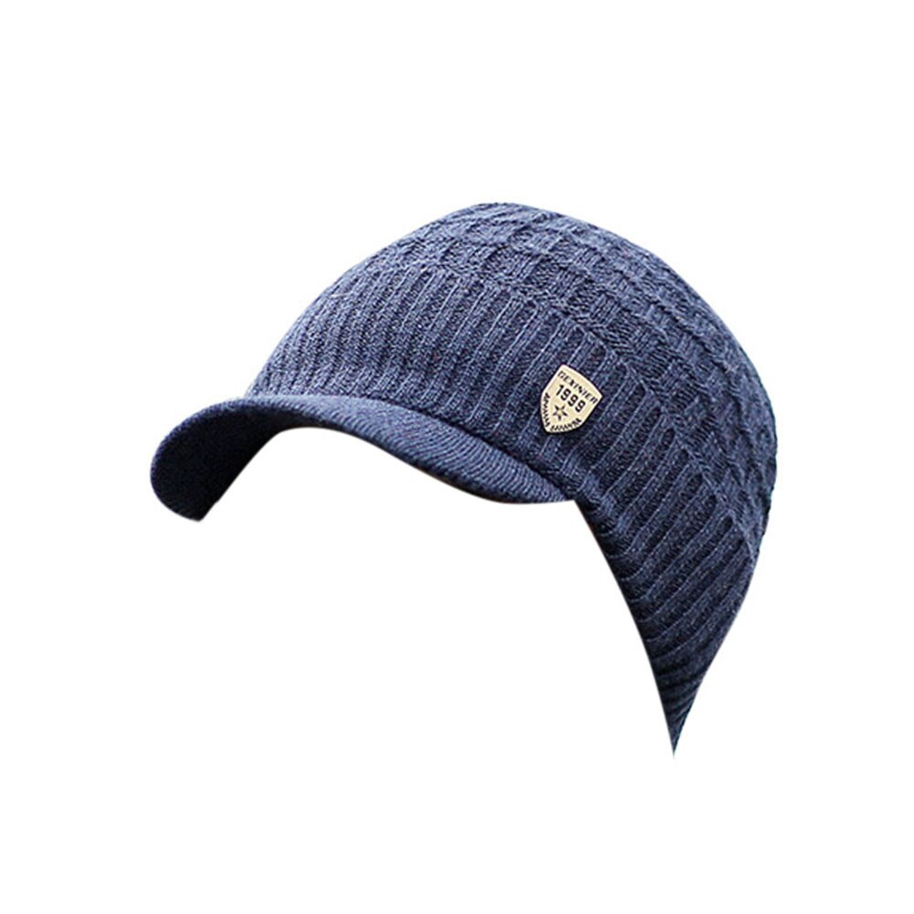 Männer warm ausgebeult Weben Baseball mütze Häkeln Winter Wolle betroffen Ski Mütze Kappen Hütte: Marine 