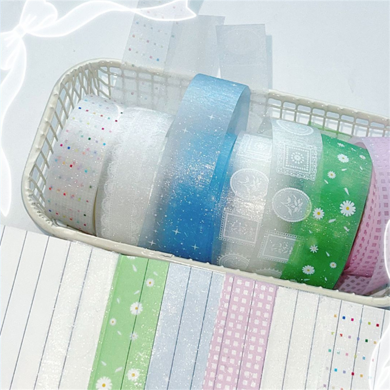 1 rollo de cinta Washi de flores exquisita brillante de 3m, cinta adhesiva decorativa DIY para chica, caja de para estudiantes, cinta de embalaje, papelería