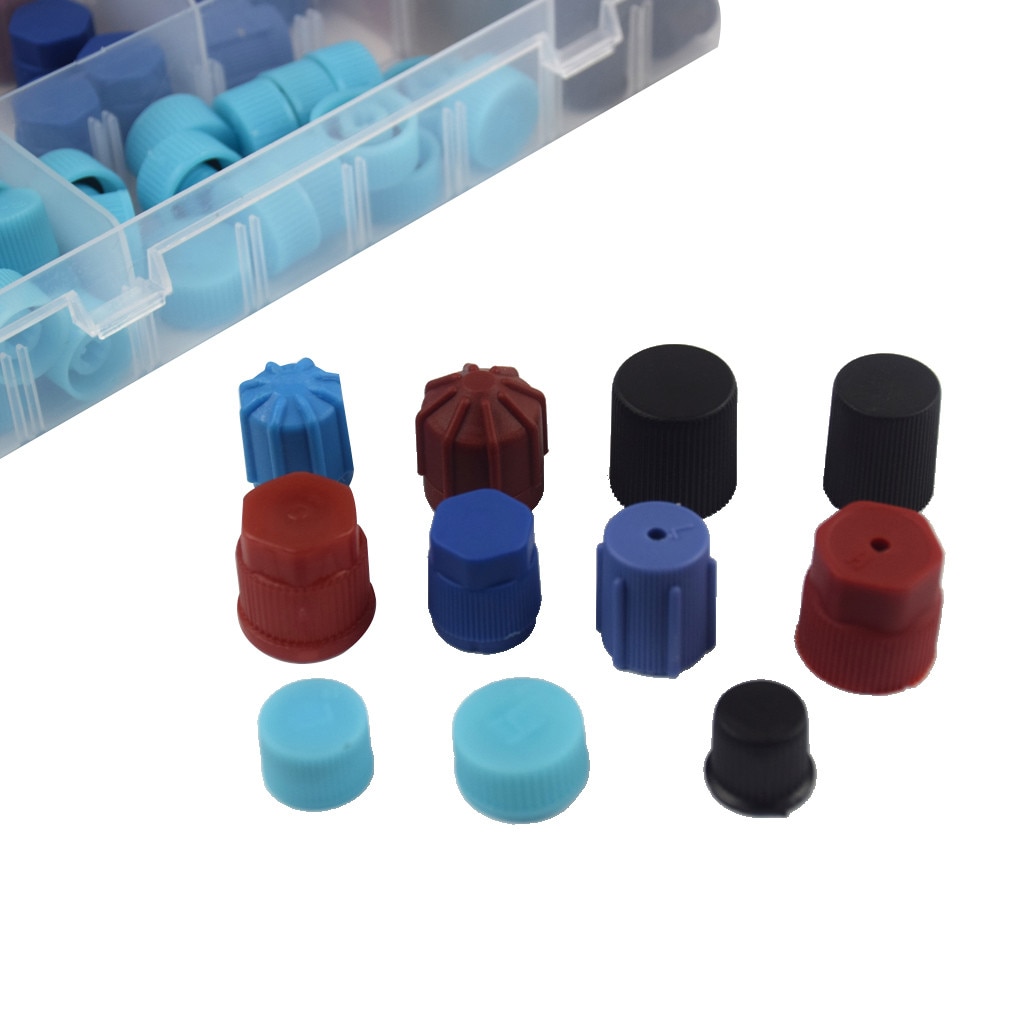 77pcs Universal A/C R134a R12 High Low Side Valve Core/Service Port Dust Cap Set Replacement Car air conditioning Repair Parts #