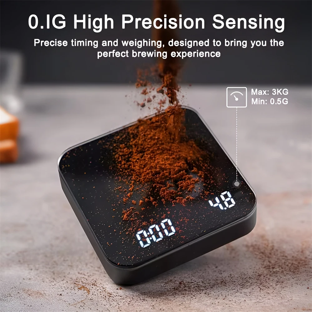 Usb-laddningsbar digital display för hemmakök med tidtagning, kaffevåg med 3kg/0.1g touchknappar, elektronisk bagerivåg