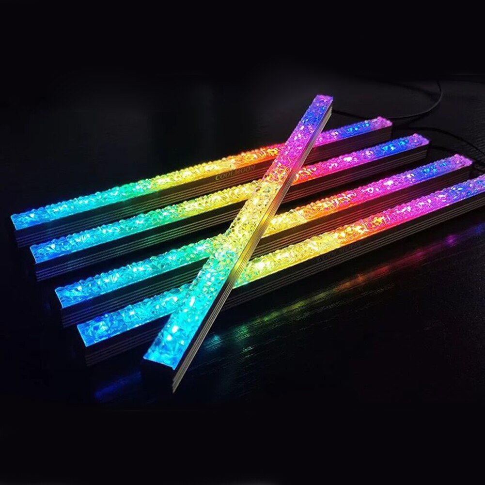 Diamond Lens RGB LED Light Bar Desktop PC Computer Case Decorative Light,Small 4Pin + 5V ARGB interface male and female
