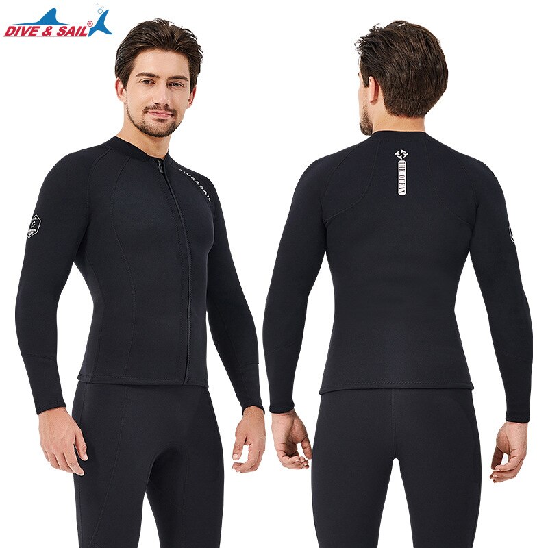 Wetsuit Top Men Women 2mm Long Sleeve Neoprene Wetsuits Jacket Front Zipper Diving Suit for Snorkeling Diving Surfing Kayaking