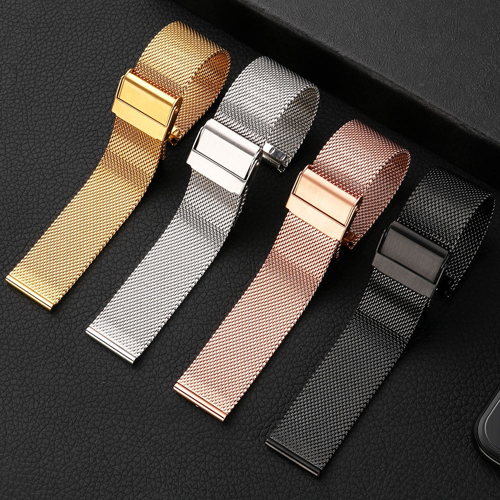 Milanese horlogeband 18mm 20mm 22mm universeel roestvrij staal metaal iwatch band band armband accessoires zwart roségoud zilver