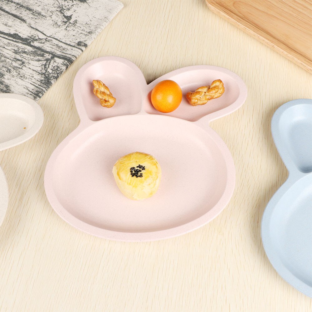 Mooie konijnvormige plastic bord kinderdiner servies cartoon steak salade schaal fruit dessert voedsel verdeelde schalen