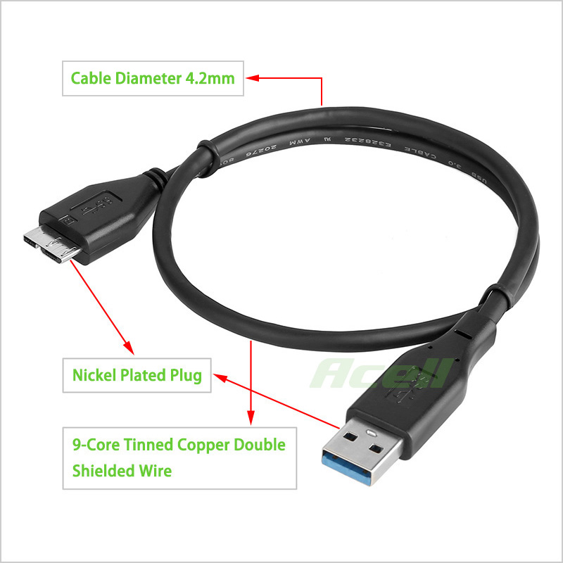 USB3.0 Micro-B Data Cable for SONY HD-B1 B2 HD-E1 E2 HD-SL1 SL2 HD-EG5 HD-S1A SP1 HD-PG5 HD-SG5 SL-BG1 BG2 External Hard Drive