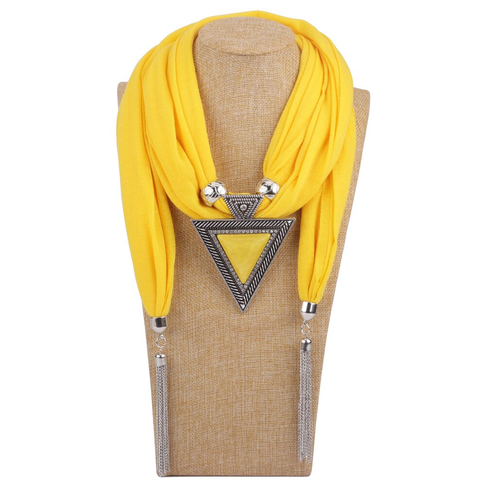Écharpe à chaîne pour femmes, bijoux à la , collier, écharpe à pendentif, Foulard de tête, Hijab pour femmes, accessoires: YELLOW