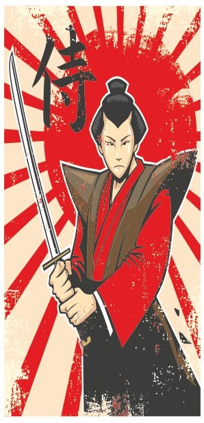 Samurai Mini Retro Hout Poster 417000476