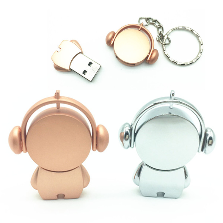 De Metal lindo PenDrive de dibujos animados 32GB Music Man USB Flash Drive 2GB 4GB 8GB 16GB 32GB Pen Drive Músico de memoria Flash U disco + clave de la cadena