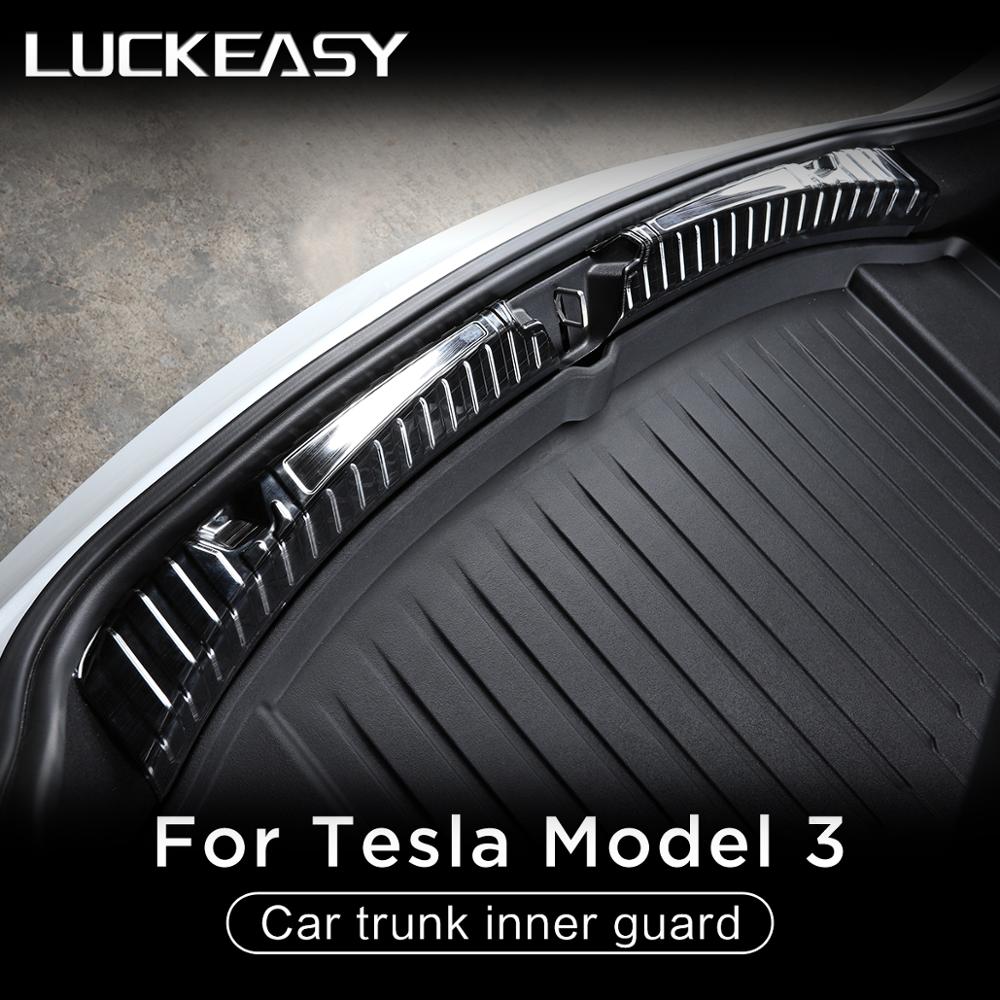 Luckeasy for tesla malli 3 ruostumaton teräs tavaratilan sisäsuojus malli 3 2022 auton sisempi takapuskurin suojalevy kansi verhoilu tyyli