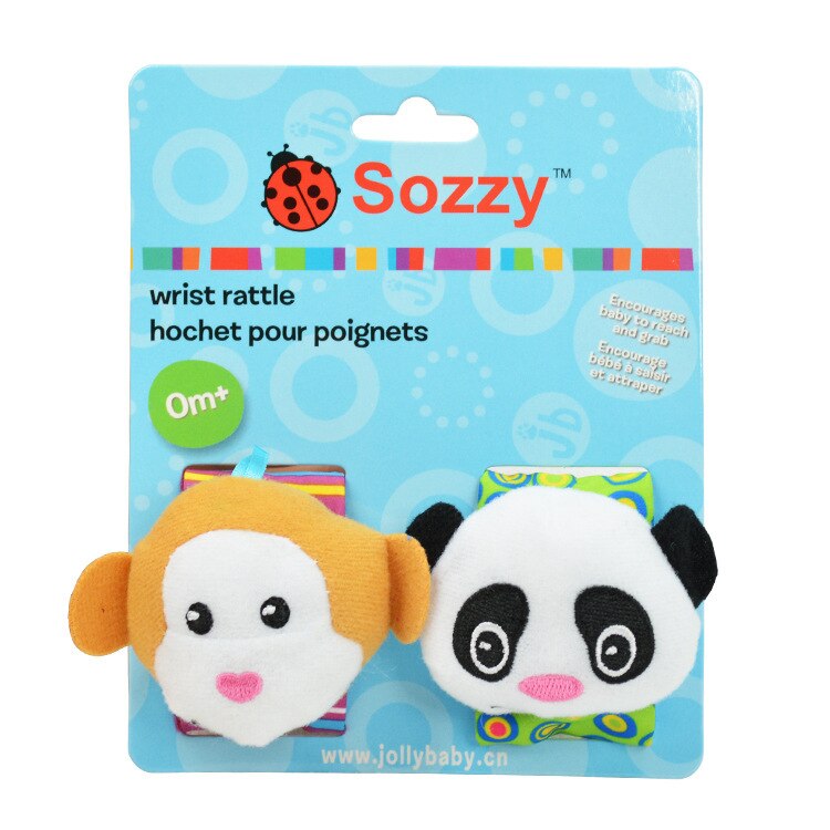 SOZZY 2 stks/set Pols Rammelaar 15*3.5 cm dier Voet Sokken 14*6.5 cm Squishy Baby Baby Speelgoed pluche Pasgeboren sussen suffed pop: Wrist 2 with paper