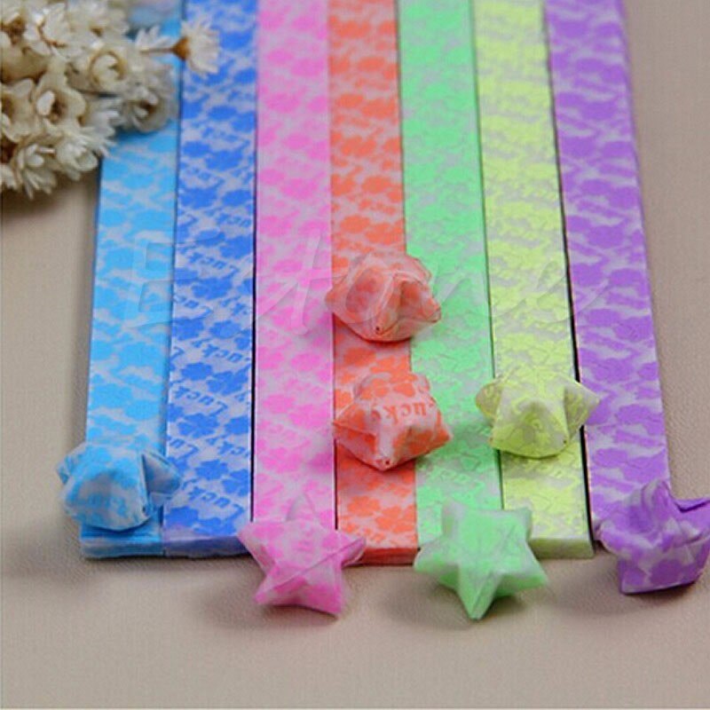 150X Glow In Dark Lucky Star Origami Vouwen Plastic Strip Papier Klavertje Vier
