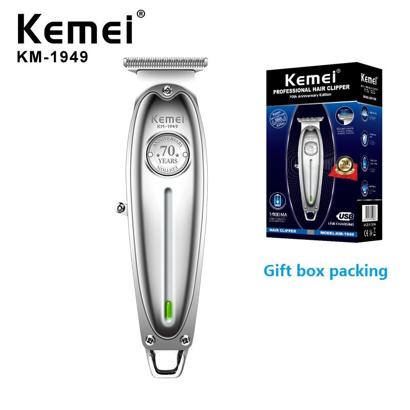 100-240v kemei uppladdningsbart hårtrimmer hårklippare hår rakning maskin hårskärning skägg elektrisk rakhyvel: Silver km -1949