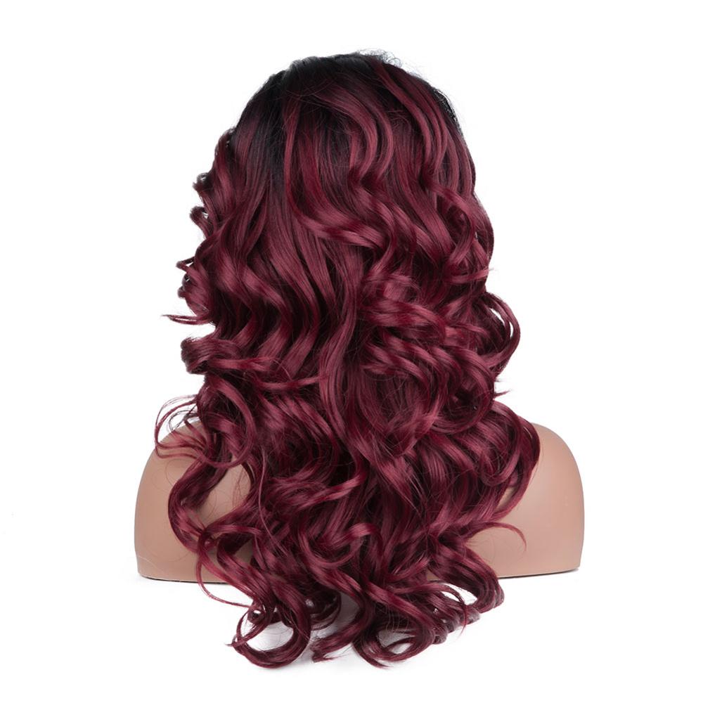 Ombre Light Brown Color Lace Front Synthetic Wigs With Baby Hair JINGFA Long Natural Wave Wigs: FS1B/99J