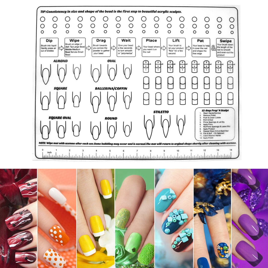 Silicone Nail 3D Nail Art Display Training Practice Sheets Art Lines Practice UV Acrylic Nails Template Learning Sticker