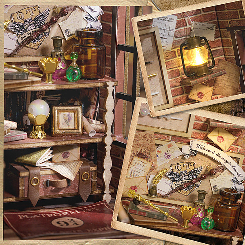Casa de muñecas mágica, Kit de modelo de construcción de ensamblaje DIY en miniatura de madera, producción de juguetes de habitación pequeña, decoraciones con muebles