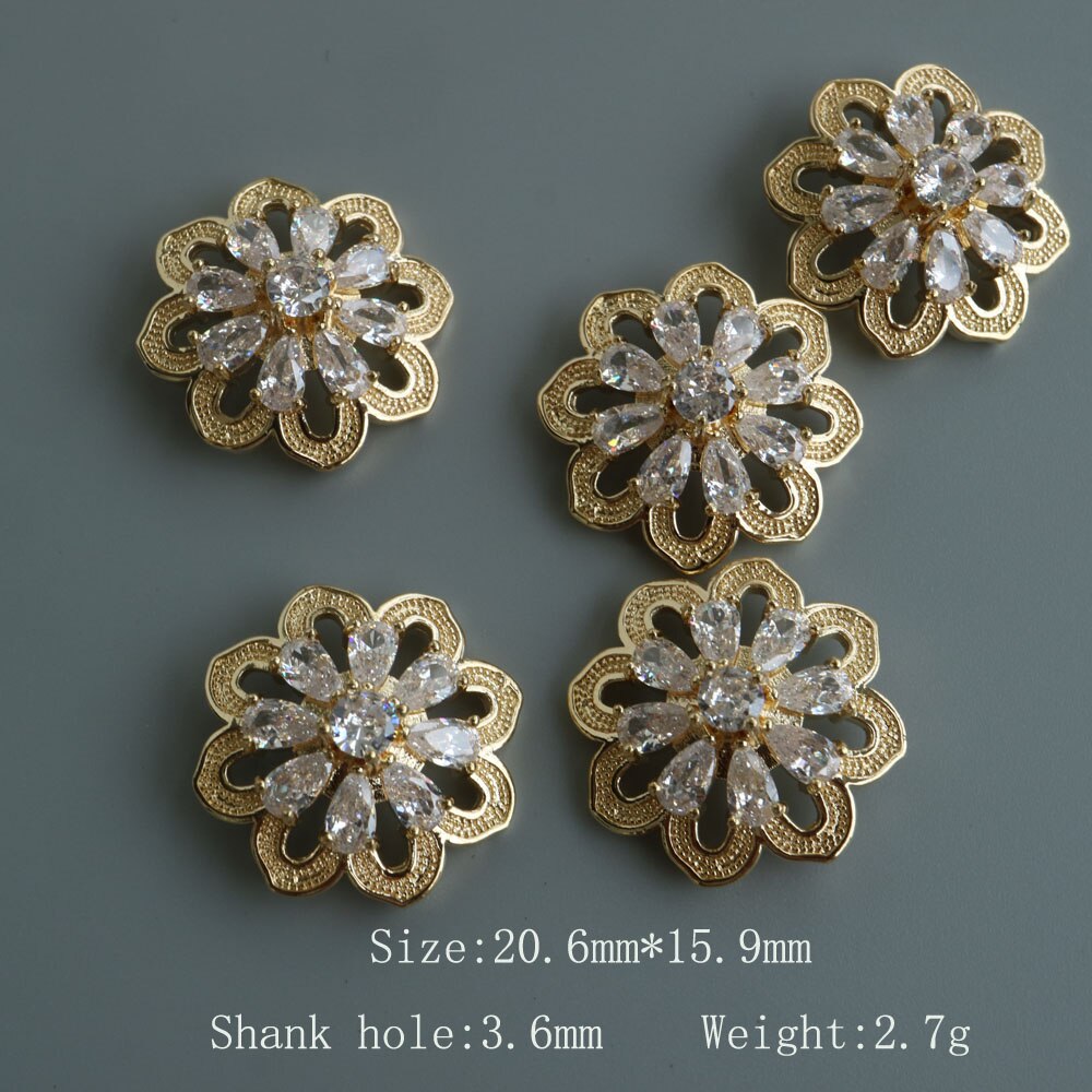 5pc/lot Luxury crystal buttons for clothes Cubic zirconia button for coat Decorative CZ sewing buttons for cashmere cardigan: YLSN-K-140-5pcR13