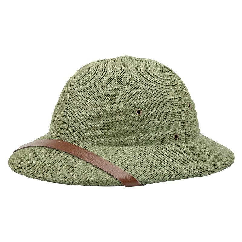 Sombrero de paja estilo Vietnam para adultos, casco de explorador británico, sombreros de sol de cubo de barco de verano: Verde militar