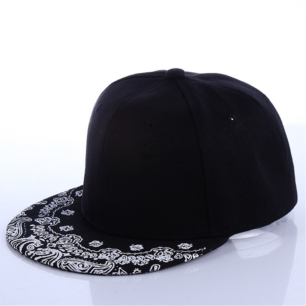 Wit Paisley Patroon Zwarte Hoed Mode Man Vrouwen Zomer Baseball Cap Zonnehoed Verstelbare Hip Hop Snapback Caps Hoed