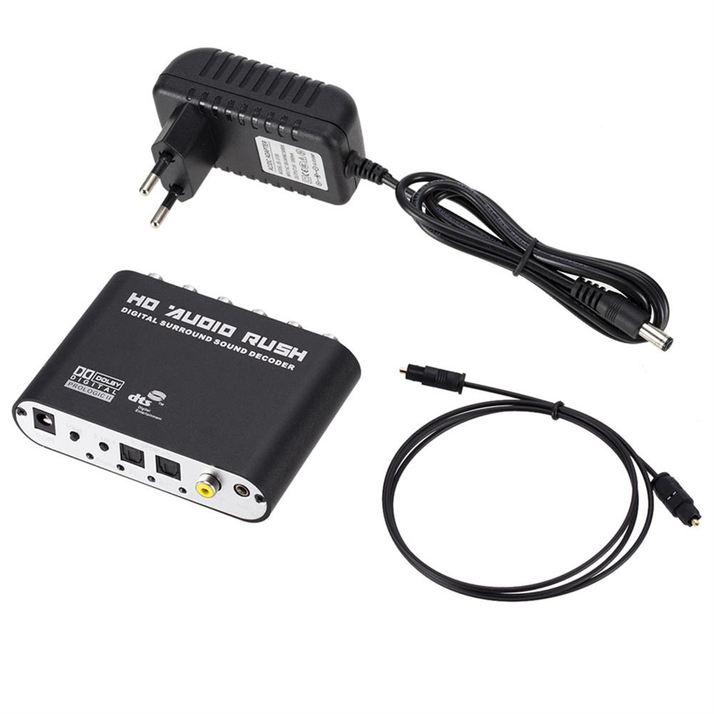 5.1 Ac3 Dts Digital Audio Rush Decoder Coaxiale Rca Hd Geluid Sterke Mobiliteit Converter Host + Voeding + Optische kabel: EU plug