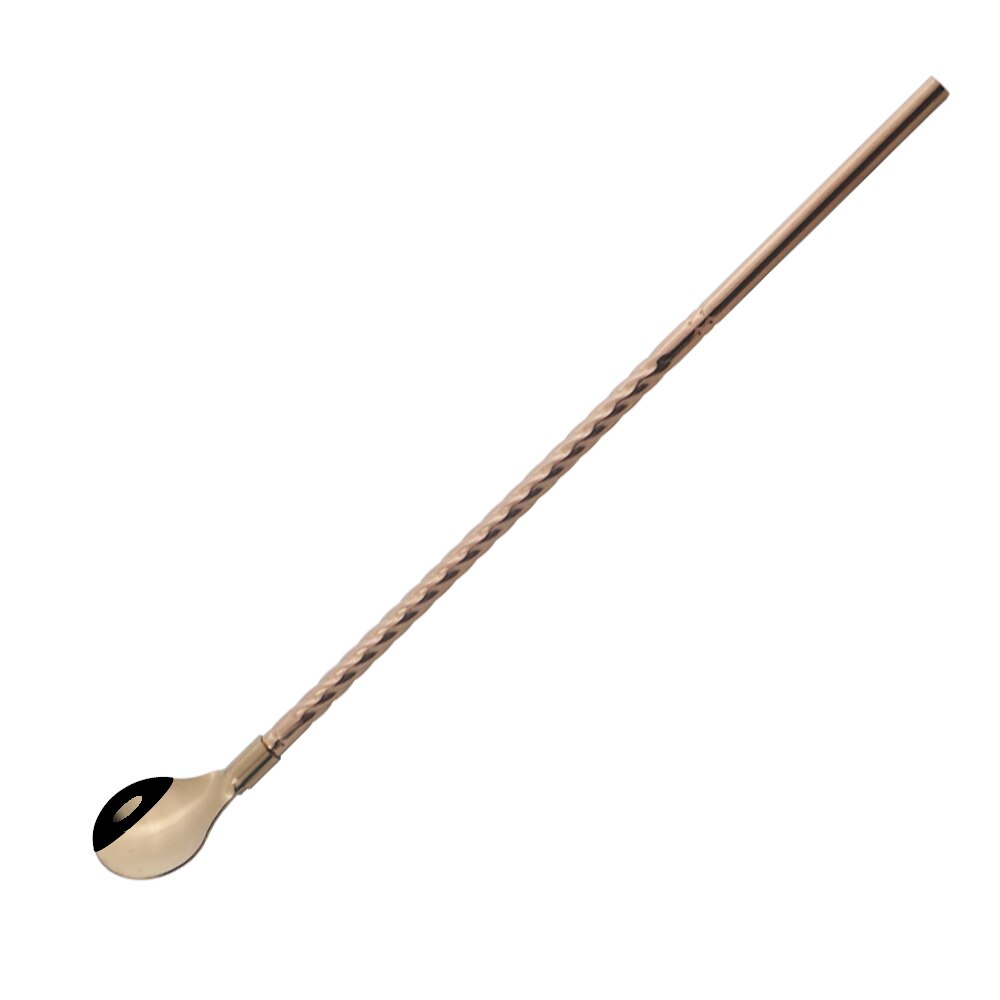 2Pcs Kleurrijke Herbruikbare Rietje Lepel Cocktail Roeren Lepel Roestvrij Stalen Metalen Rietjes Bar Koffie Roeren Gereedschap: 2Pcs Rose