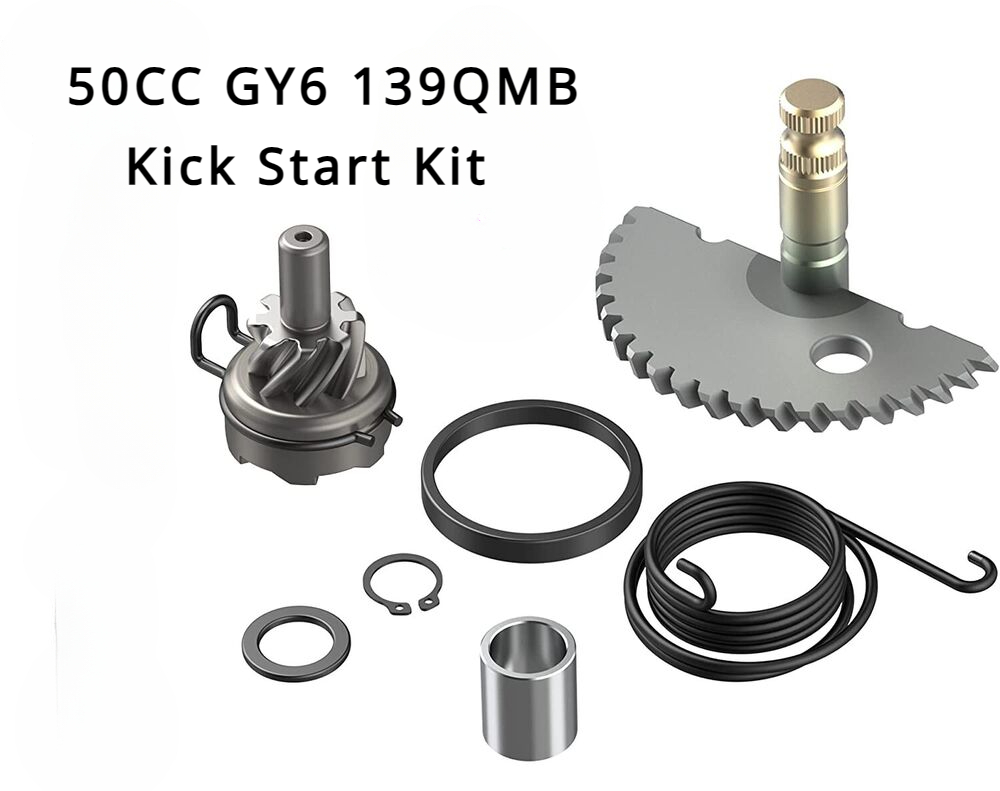 49cc 50cc gy6 139qmb für chinesische Moped Roller ATV Kickstart Bausatz komplette Zahnrad welle Feder ritzel tift tq Anlasser: dunkel Grau