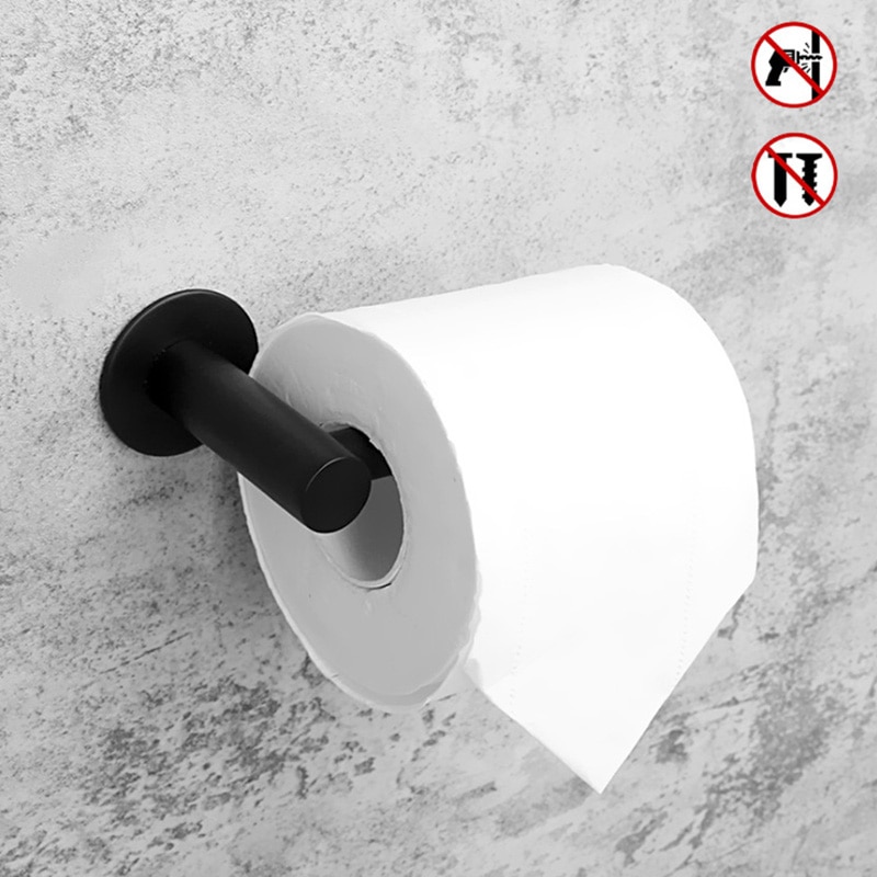 Lijm Toiletrolhouder 304 Roestvrijstalen WC Roll Rack Zwart Decoratieve Badkamer Papier Houder Tissue Opknoping Gratis Nail