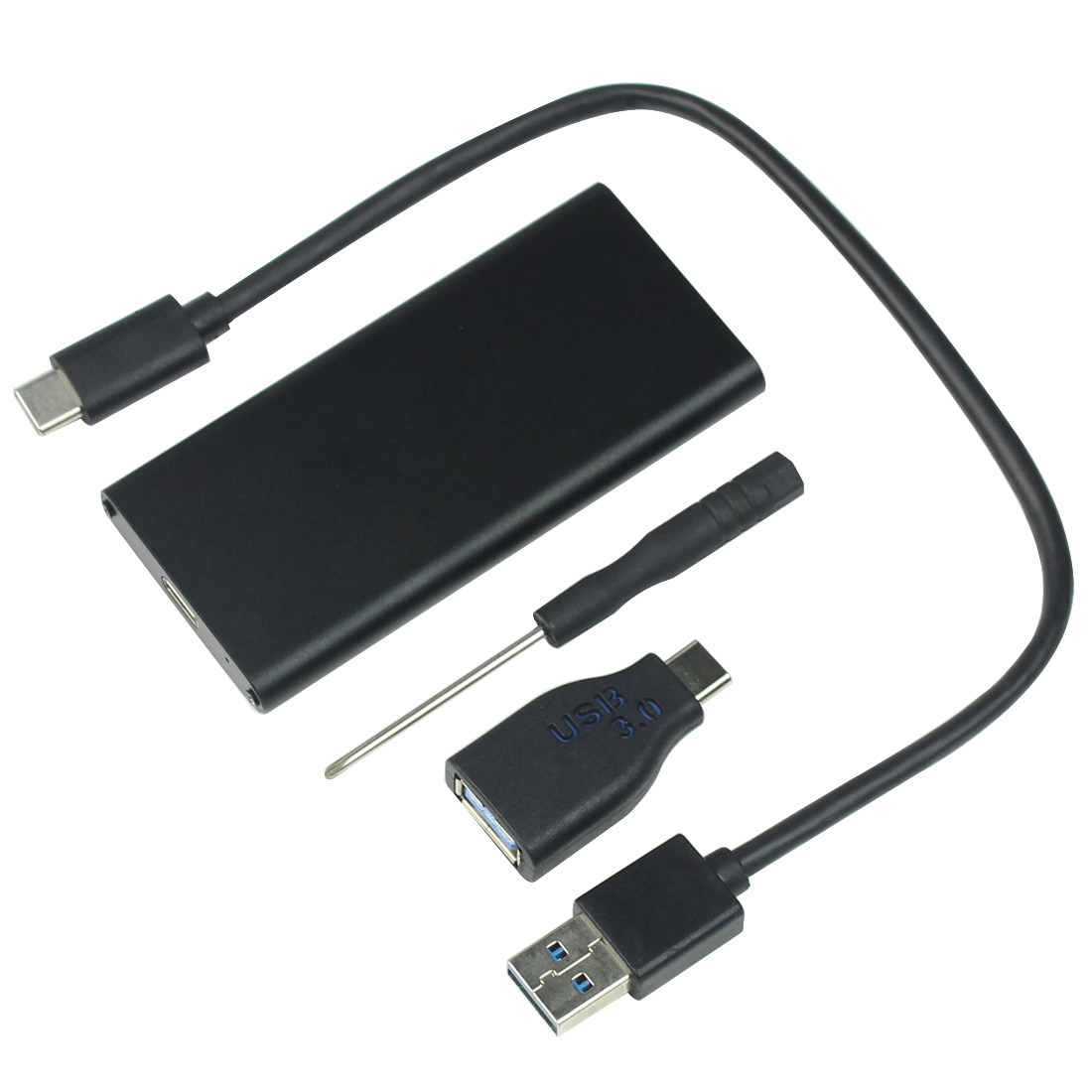 USB3.1 Ssd Type C Msata Behuizing Case 10Gbps Hoge Snelheid Harde Schijf Doos Kabel Ondersteuning 30*25 30*50 Mini Sata 4Tb Voor Macbook Pc: Black