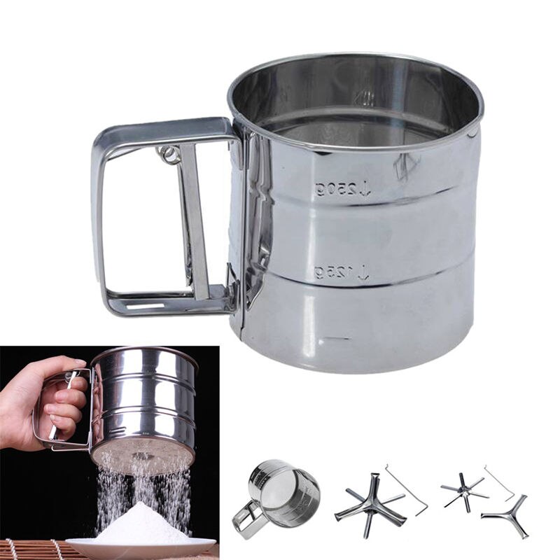 Stainless Steel Mesh Flour Sifter Sieve Strainer Cake Baking Kitchen Helper Prop Flour Sugar Icing Mesh Sifter Shaker Cup