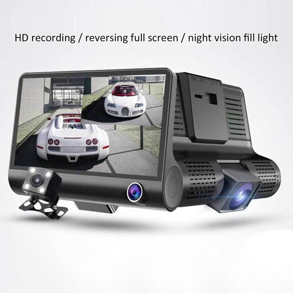 Auto dvr 3 camera lens 4.0 inch dashcam dubbele lens met achteruitrijcamera videorecorder autoregistratie dvr dashcam