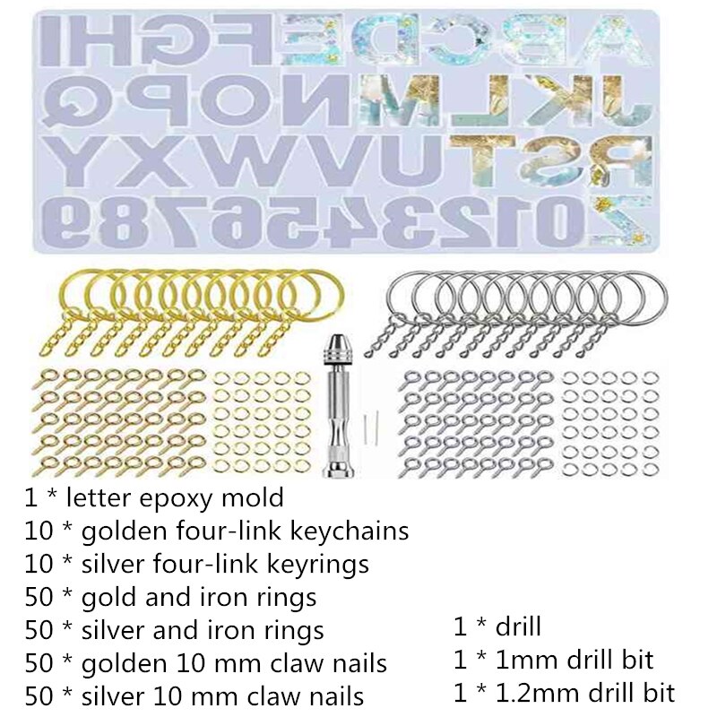 221 pièces Alphabet résine Silicone moules mis en arrière coulée lettre numéro époxy moules pour résine: type 3