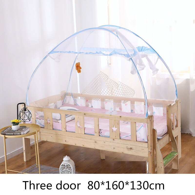 Draagbare Babybedje Klamboe Kinderbedje Anti-Mosquito Tent Mongoolse Yurts Kinderen Klamboe Vouwen Camping: blue  80x160x130cm