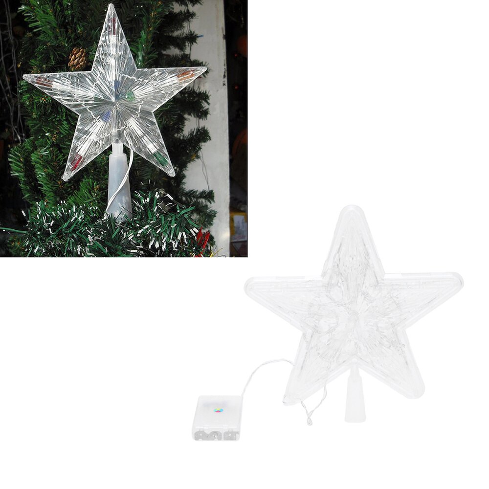 LED Christmas Tree Topper Glowing Treetop Star Lights Home Decor Party Supplies (Warm White 30LEDs)