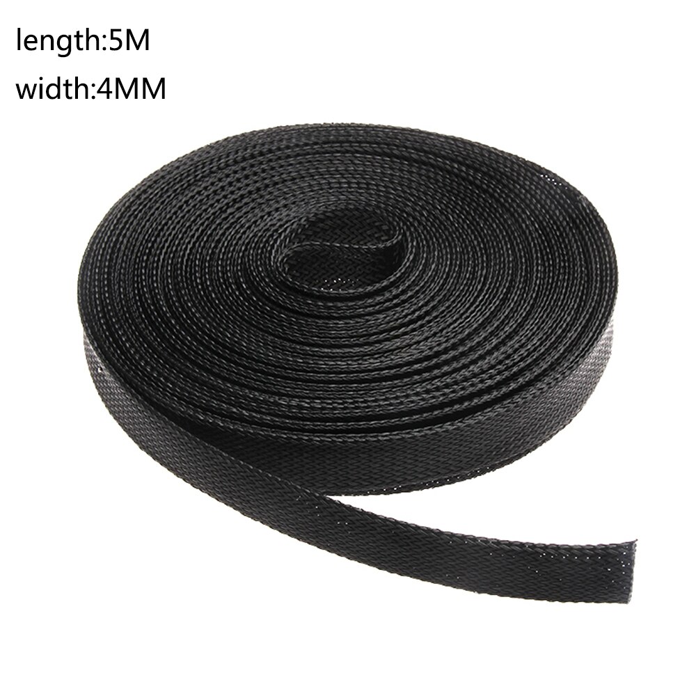 5/1M Zwart Geïsoleerde Gevlochten Sleeving 4/6/8/10/12/15/ 18/20/25mm Strakke HUISDIER Draad Kabel Bescherming Uitbreidbaar Kabel Mouw Draad Klier: 4MM(5M)