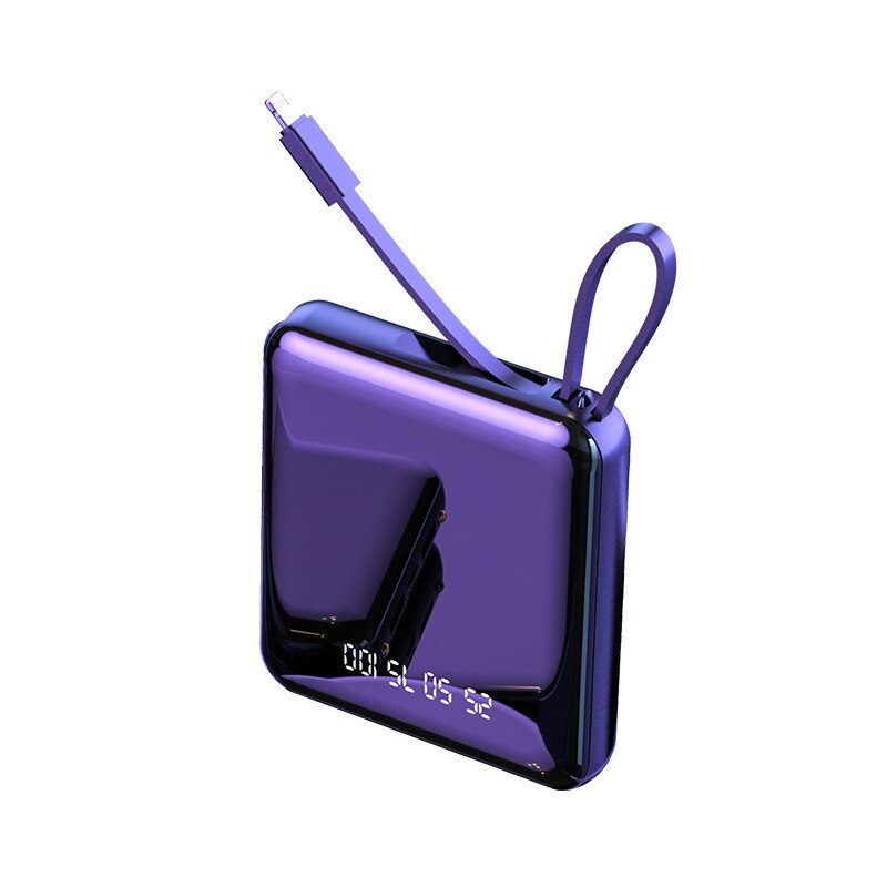 Mini-powerbank 20000 mah, typ c, tragbar, externer akku mit spiegelbildschirm, kompatibel mit xiaomi  mi 8 9 iphone 11.: Schwarz 4