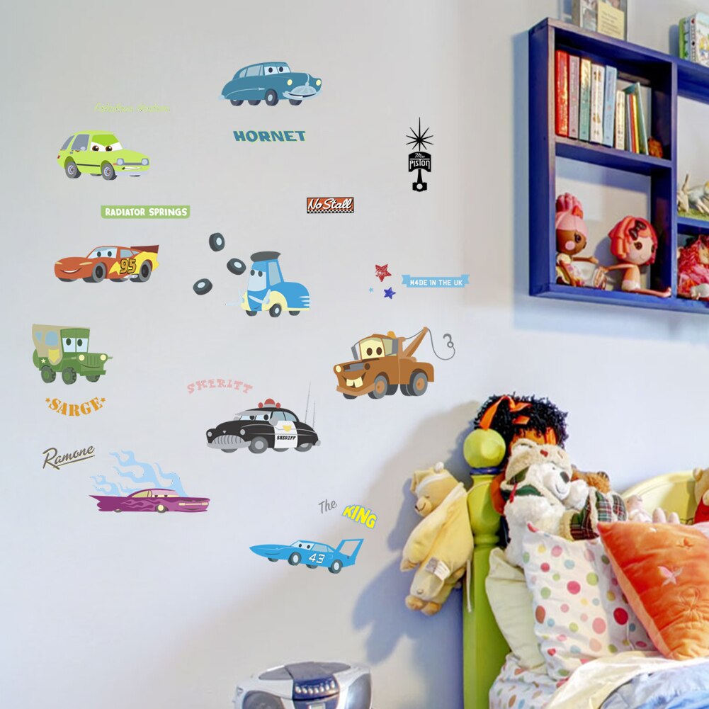 Cartoon McQ Racing road wall stickers for kids rooms nursery children's room decor on the wall car decals Child: Dark Khaki