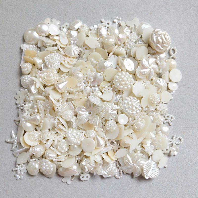 100 stk/parti abs imitation perle beaded blomst halvrunde perler mix blomster hjerter perle diy tøjtilbehør håndlavet håndværk