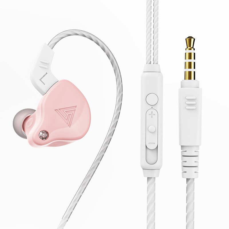QKZ AK6-X-auriculares con micrófono y controlador Dual, cascos deportivos intrauditivos con cable de 3,5mm para teléfono móvil y MP3: Pink