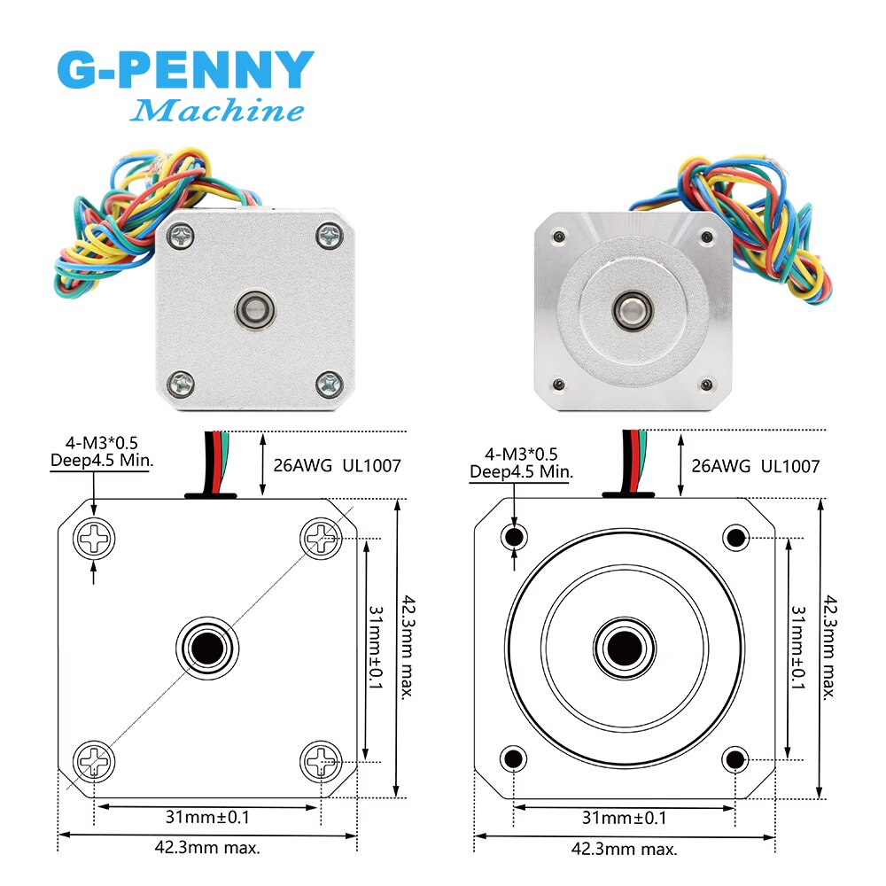 ! Motor paso a paso NEMA17, 5,0 kg.cm, 42x48mm, 2.5A, 71Oz-in, 0.50Nm, para impresora CNC y 3D
