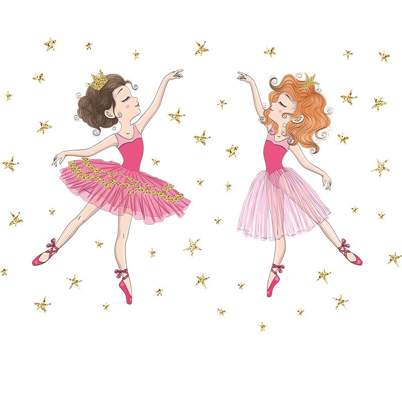 Dancing Ballet Girl Wall Stickers for Children Cartoon Girl Dancer Wall Decals for Kids Rooms Girl Bedroom Vinyl Wall Decorative