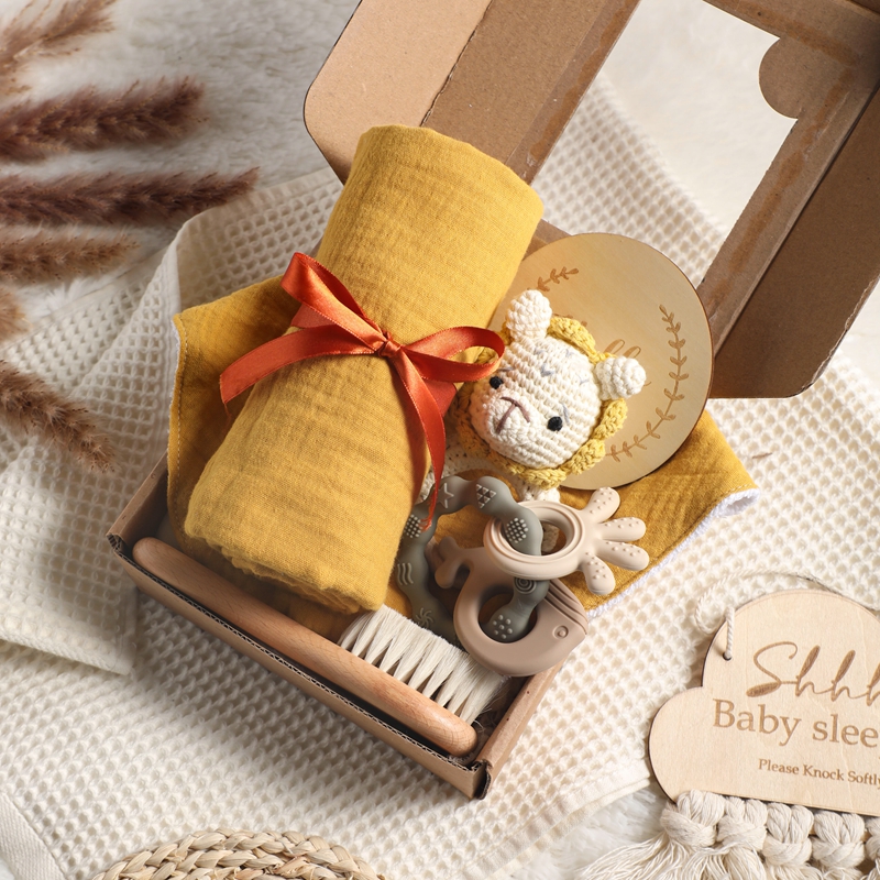 Lassen sie Machen 1einstellen Baby Zeug Schlecht Handtuch Baumwolle Decke Pinsel Produkte Für freundlicher Spielzeug Häkeln Rassel Kasten Weihnachten präsentieren: Kaffee