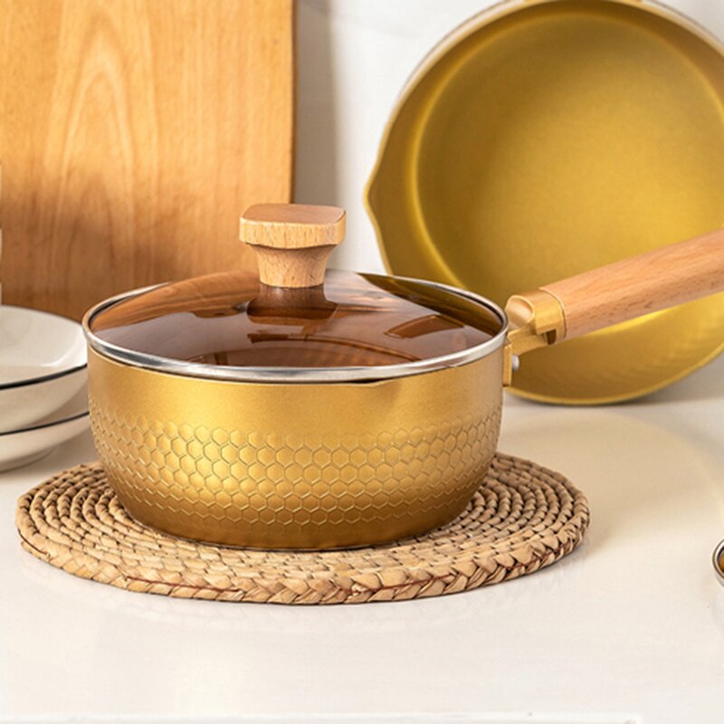 Marmite japonaise en or De luxe pour nouilles Ramen, couvercle en verre antiadhésif, ustensiles De cuisine OC50MG