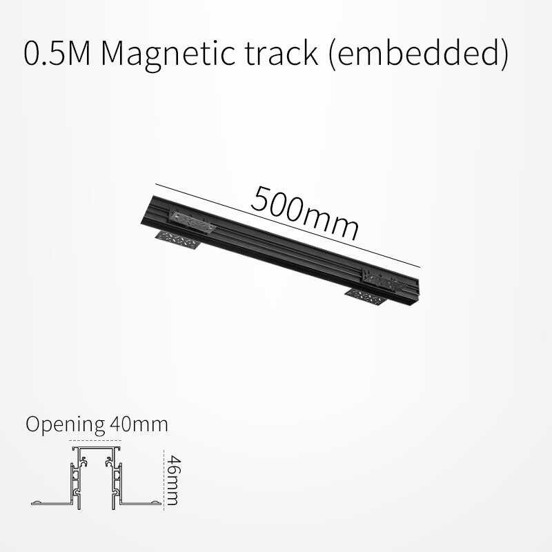 (Mini) SCON 24V aluminio 34mm rieles empotrados para la serie de luces de pista magnéticas: 0.5 M Embeded