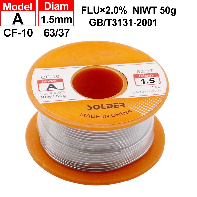 0.5 0.6 0.8 1 1.2 1.5mm 63/37 flux 2.0% 45ft tin blyblindtråd smelte harpikskerne loddetrådrulle: 1.5mm