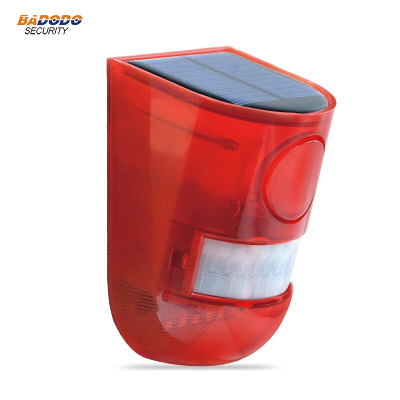 Solar Powered IP65 Waterproof 110dB Loud solar alarm lamp light siren built-in PIR sensor For Home Yard Outdoor Security