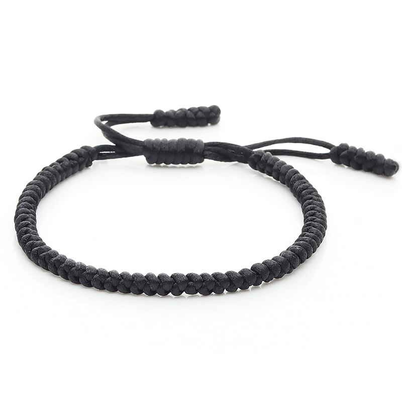 Mode Vrouwen Armband Handgemaakte Tibetaanse Boeddhistische Lucky Charms Verstelbare Knopen Touw Mannen Armbanden En Armbanden Meisjes Gevlochten Sieraden: Black