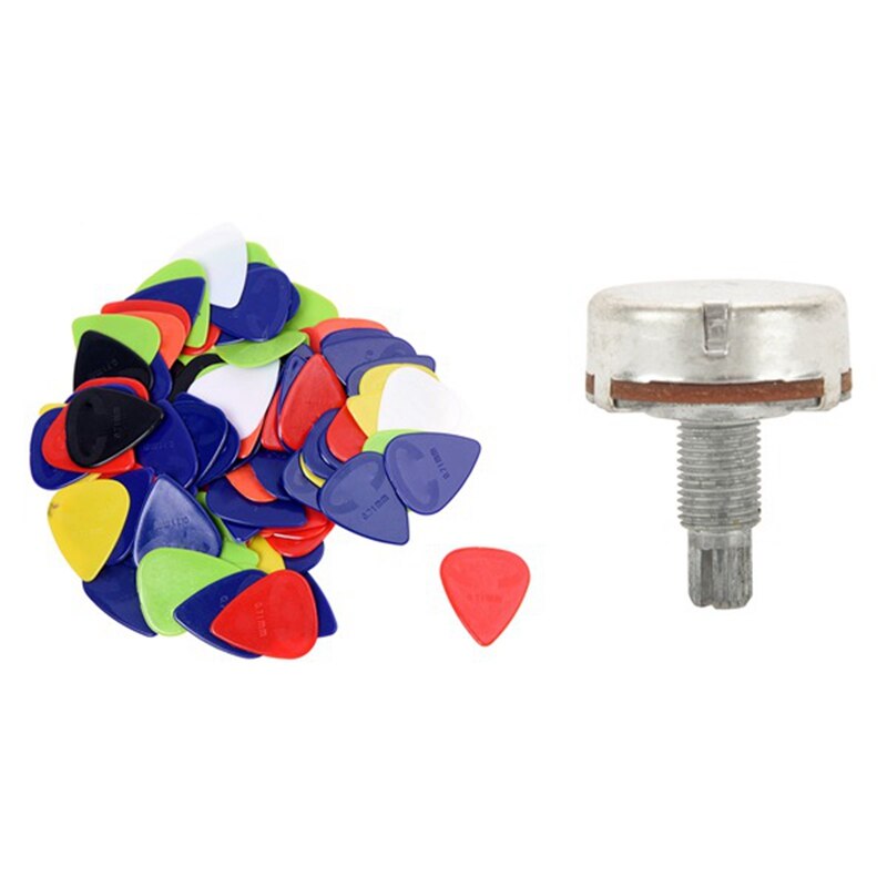 100 Pcs Acoustic Electric Guitar Picks Plectron & 1Pcs A500K Ohm Volume Guitar Potentiometer