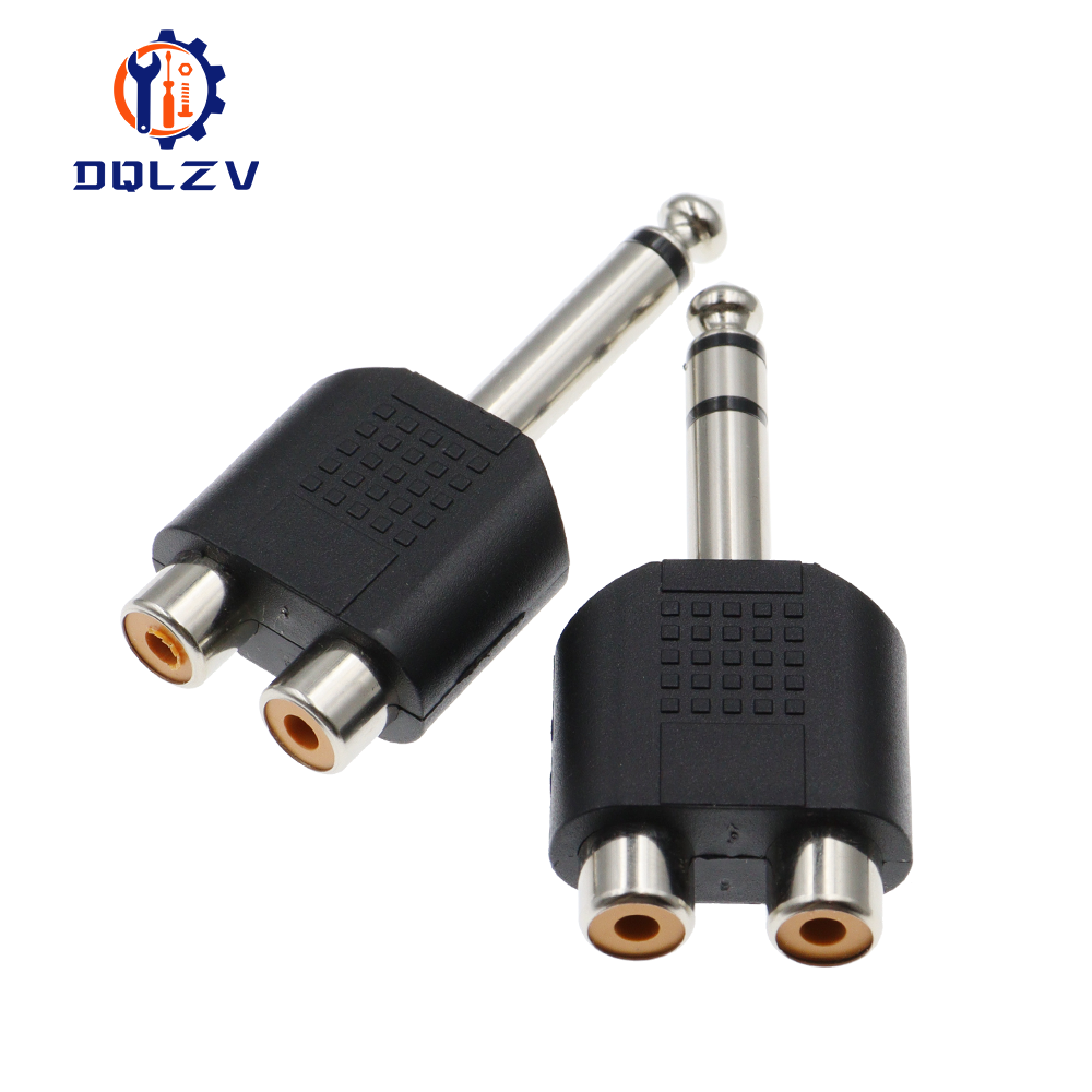 6.35 / 6.5 mm Male to Dual RCA Female audio and video adapter connection lotus three split RCA RF connector AV