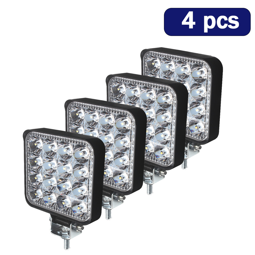 Bil ledet-lysbjelke 48w ledet-bjelker 16 barrer firkantet søkelyset offroad ledet-arbeidslys 12v 24v 27w til bil lastebil 4 x 4 4wd bil suv atv: Mørk grå