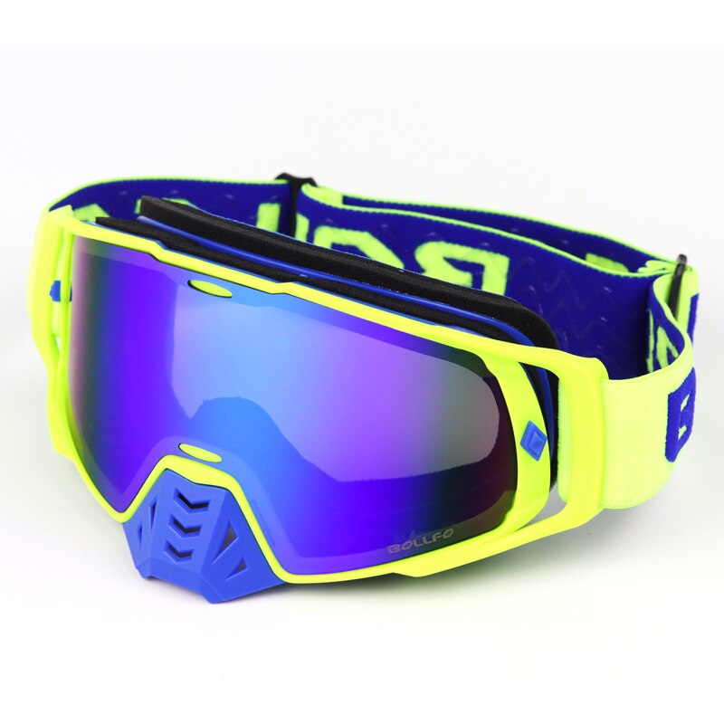 MX Goggle in Motorrad Gläser BOLLFO Moto-Cross Brille ATV aus Straße Schmutz Fahrrad Staubdicht Rennen Glas Anti Wind Brillen Brille: Blau F Revo L