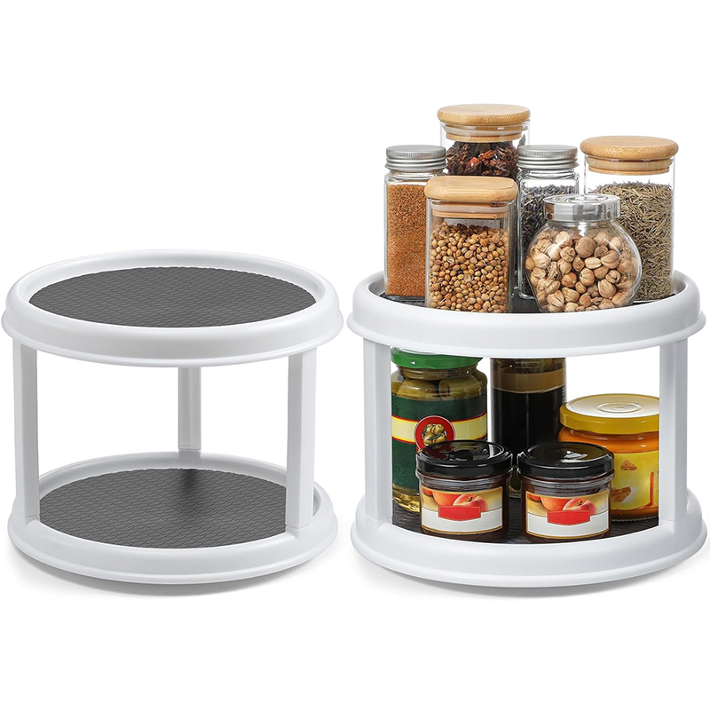 Organizador de especias giratorio de 2 niveles y 10 ", estante giratorio para condimentos para despensa, armario, encimera de cocina, organización superior de mesa